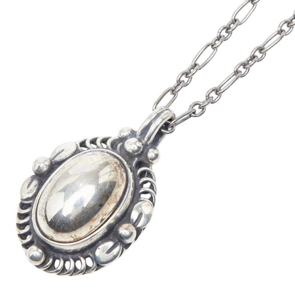 Georg Jensen 1995 Heritage Oval Chain Pendant Necklace Sterling Silver 925